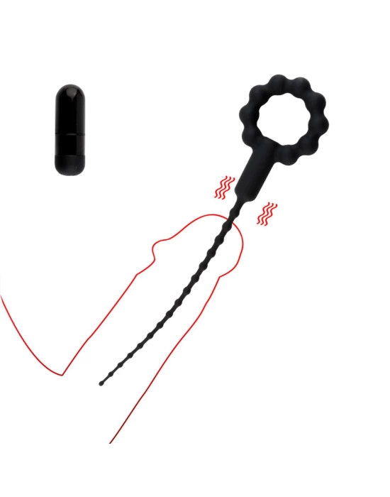 Titreşimli Boğumlu Penis Plug Siyah