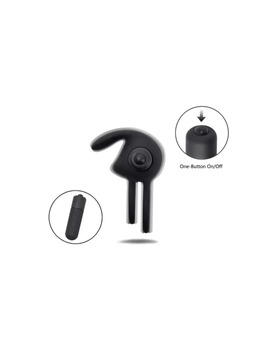 Wossi Titreşimli Rabbit Penis Halkası Siyah