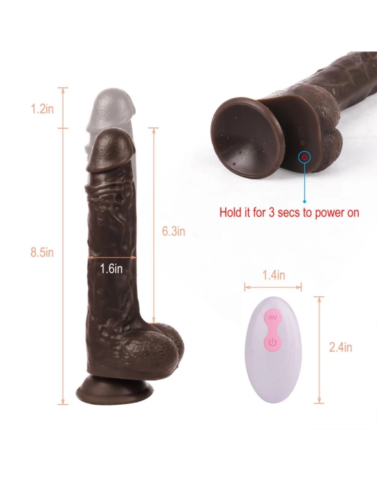 Wossi Uzaktan Kumandalı Gerçekçi Dildo Vibratör Siyahi