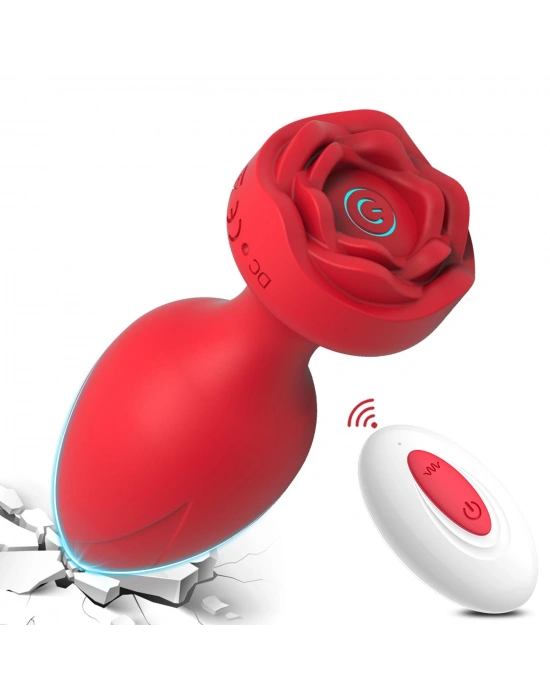 Uzaktan Kumandalı Gül Şekilli Anal Vibrator Kırmızı