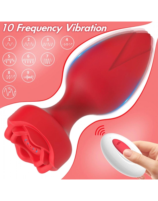 Uzaktan Kumandalı Gül Şekilli Anal Vibrator Kırmızı