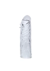 Wossi 14 cm Damarlı Uzatmalı Şeffaf Silikon Penis Kılıfı