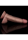 Wossi 18.5 cm Realistik Çift Katmanlı Yeni Nesil Vantuzlu Melez Dildo Penis