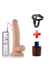 19 cm Realistik Titreşimli Vantuzlu Belden Bağlamalı Anal Vajinal Dildo Penis
