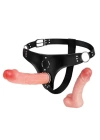 19,8 ve 15 cm Belden Bağlamalı İçi Dolu Çift Strapon Penis