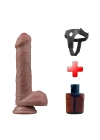 Wossi 20.5 cm Realistik Çift Katmanlı Yeni Nesil Vantuzlu Belden Bağlamalı Melez Dildo Penis