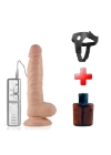 Wossi 21.5 cm Realistik Titreşimli Vantuzlu Belden Bağlamalı Anal Vajinal Dildo Penis