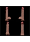 Wossi 23.5 cm Realistik Çift Katmanlı Yeni Nesil Silikon Vantuzlu Melez Dildo Penis