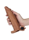 Wossi 4 cm Uzatmalı Realistik Titreşimli Penis Kılıfı Melez XTender