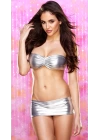 Bacio Fantazi Gümüş Lame Seksi Mini Etekli Takım BC9157