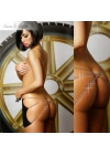Bacio Fantezi Arkası Açık Seksi Siyah Zincirli  Mini Etek  BC9195