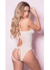 Bacio Fantezi Beyaz Göğüsü Ve Arkası Açık Dantel Gecelik Babydoll BC9229