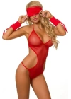 Bacio Fantezi Maskeli Kelepçeli Kırmızı Seksi  TÜL Babydol BC3229-2