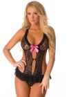 Bacio Fantezi Pembe Fiyonklu Dantelli  Tüllü Seksi Babydoll BC9180