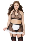 Bacio Fantezi Seksi Büyük Beden Jartiyerli Hizmetçi Kostüm  BC9206