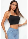 Bacio Kadın Sırtı Açık Siyah Belden Bağlamalı Crop Büstiyer BC5441