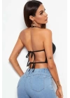 Bacio Kadın Sırtı Açık Siyah Belden Bağlamalı Crop Büstiyer BC5441