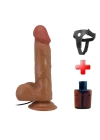 Belden Bağlamalı 21,8 cm Çift Katmanlı Gerçekçi Titreşimli Dildo Vibratör Penis - Bahamut