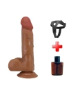 Wossi Belden Bağlamalı 21,8 cm Et Dokulu Gerçekçi Çift Katmanlı Silikon Melez Penis - Bahamut
