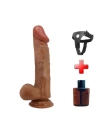 Wossi Belden Bağlamalı 24 cm Yeni Nesil Çift Katmanlı Realistik Vantuzlu Dildo Penis - Buraq