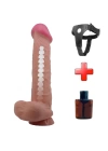 Belden Bağlamalı 26 cm Kıkırdak Yapılı Çift Katmanlı Melez Gerçekçi Dildo Penis