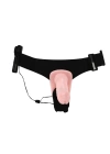 Double Belden Bağlamalı Anal Plug ve Realistik Titreşimli Penis