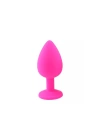 Wossi Elmas Taşlı Silikon Kaplı Anal Plug M Orta Boy 8 cm Pembe