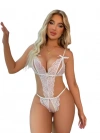 Fantezi Büyük Beden Beyaz Dantelli Babydoll BC9248