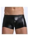 Fantezi Deri Görünümlü Seksi  Siyah Erkek Boxer  - Fantezi Tanga BC4605