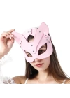 Fantezi Deri Seksi Pembe Kedi Maske Kelepçe Kırbaç Seti ( 3lü set) BC5368