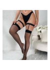Kadın Siyah Dantel Bacak Bantlı String Jartiyer Çorap Takımı BC0046