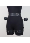Wossi Kalça ve Bilek Bağlama Deri Harness - Siyah