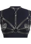 Wossi Kalp Detaylı Deri Vücut Harness Takımı Siyah