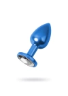 Wossi Metal Clear Taşlı Mavi Anal Plug Orta Boy