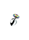 Wossi Metal Elmas Rainbow Taşlı Anal Plug Küçük Boy