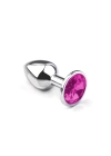 Metal Elmas Taşlı Anal Plug Pembe Büyük Boy