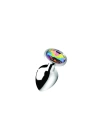 Wossi Metal Elmas Taşlı Anal Plug Rainbow Büyük Boy