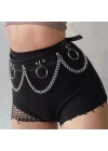 Wossi Metal Halkalı Zincir Detaylı Gotik Harness Kemer