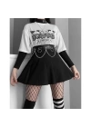 Metal Halkalı Zincir Detaylı Gotik Harness Kemer