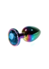 Wossi Metal Mavi Taşlı Rainbow Anal Plug Orta Boy