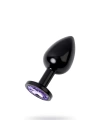 Wossi Metal Mor Taşlı Siyah Anal Plug Orta Boy