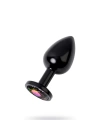 Metal Rainbow Taşlı Siyah Anal Plug Orta Boy