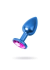Wossi Metal Rose Taşlı Mavi Anal Plug Orta Boy