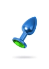 Metal Yeşil Taşlı Mavi Anal Plug Orta Boy