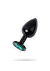 Metal Yeşil Taşlı Siyah Anal Plug Küçük Boy