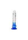 Wossi Silikon Şeffaf Mavi Realistik Dildo 17,5 cm