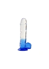 Silikon Şeffaf Mavi Realistik Dildo 20 cm
