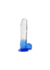 Wossi Silikon Şeffaf Mavi Realistik Dildo 20 cm