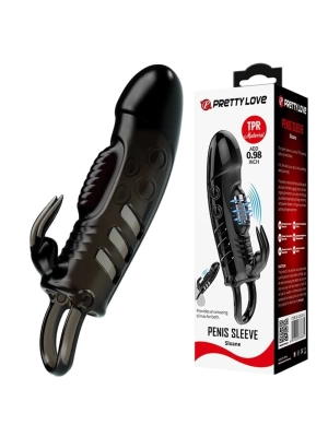 2,5 cm Dolgu Uzatmalı Titreşimli Zenci Penis Kılıfı Prezervatif Vibratör