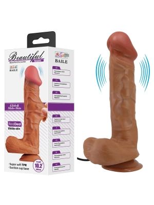 26 cm Çift Katmanlı Gerçekçi Titreşimli Dildo Vibratör Penis - Bergrisi